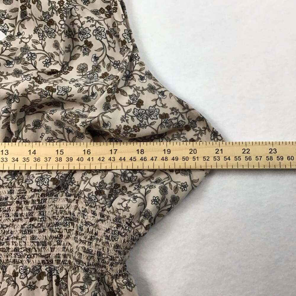 Old Navy Smocked Waist Tie-Back Floral Maxi Dress Beige Hue XL Boho Chic - Picture 6 of 12